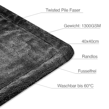 Preview: Liquid Elements Black Hole Premium Trockentuch 40x40cm 1300GSM randlos Preview: Black Hole Details