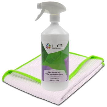 Liquid Elements Quarz Clean Nano Glasreiniger 1 Liter + Streak Buster Scheiben Reinigungs-Tuch 400GSM