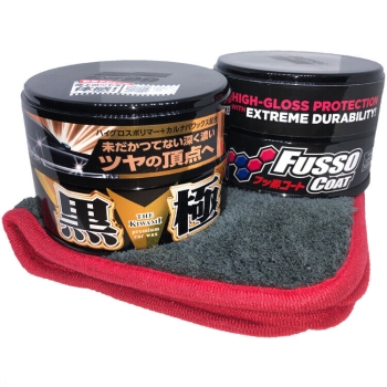 Soft99 Fusso Coat 12M Dark Wachs 200g + Extreme Gloss Kiwami Wax Dark 200g + Liquid Elements Waxer