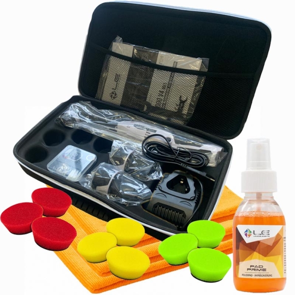 Liquid Elements A1000 V4 Mini Akku Poliermaschine + 9x PadBoy V2 Advanced + 3 Tücher + Pad Prime