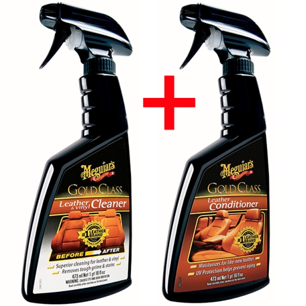 Meguiars Gold Class Leather und Vinyl Cleaner Lederreiniger + Gold Class Leather Conditioner Lederpflege