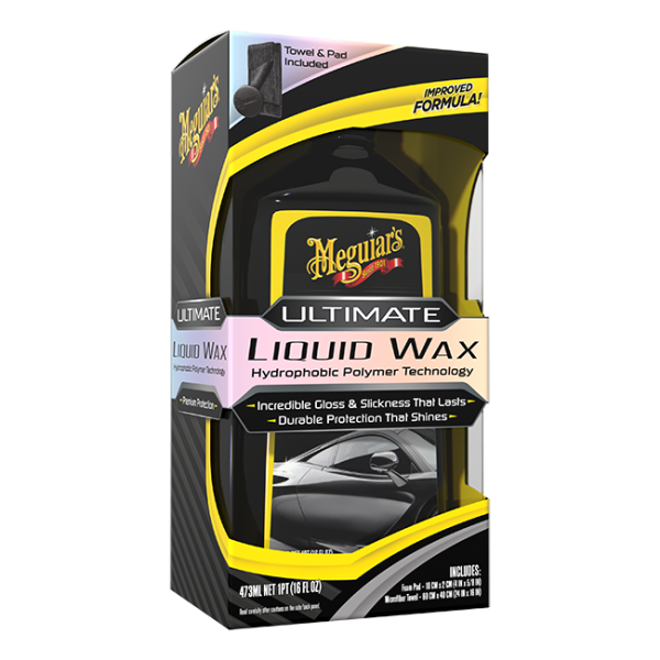 Meguiars Ultimate Liquid Wax Flüssigwachs 473ml mit Tuch und Pad im Set