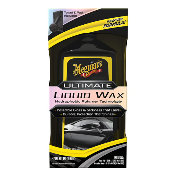 Meguiars Ultimate Liquid Wax Flüssigwachs 473ml mit Tuch und Pad im Set