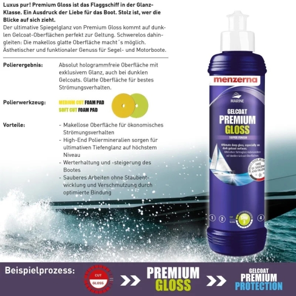 Menzerna Gelcoat Premium Gloss - Hochglanz Bootpolitur 250ml Menzerna Gelcoat Premium Gloss - Hochglanz Bootpolitur 250ml