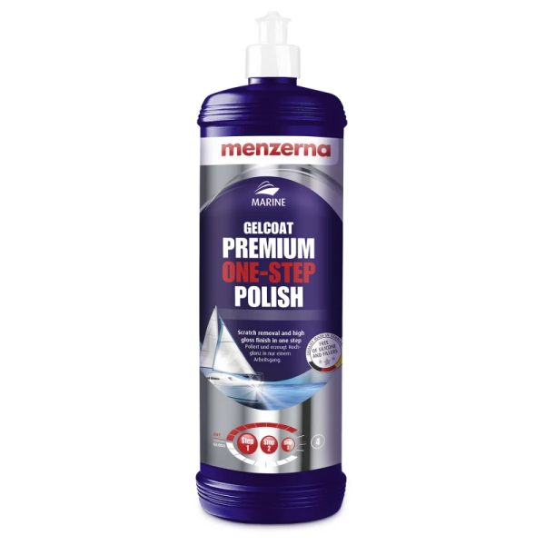 Menzerna Gelcoat Premium One-Step Polish Hochglanz Bootspolitur 1 Liter Menzerna Gelcoat Premium One-Step Polish Hochglanz Bootspolitur 1 Liter