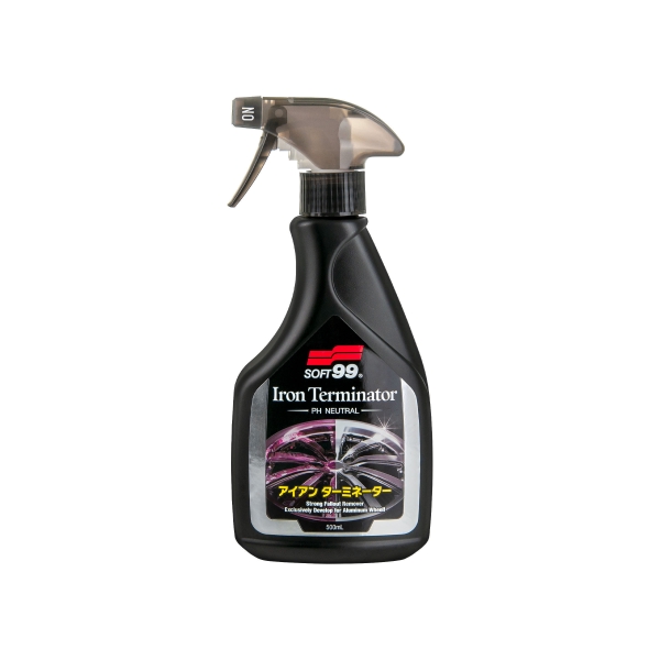 Soft99 Iron Terminator Felgenreiniger 500ml + Stain Cleaner Lackreiniger 500ml + Pinsel