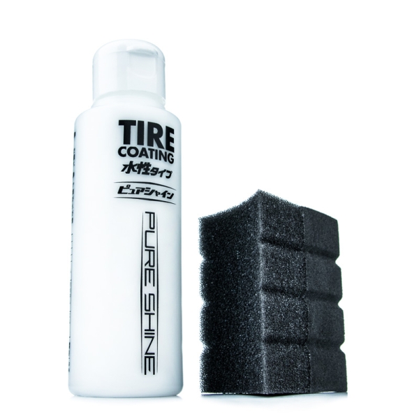 Soft99 Tire Coating Pure Shine Flasche und Schwamm