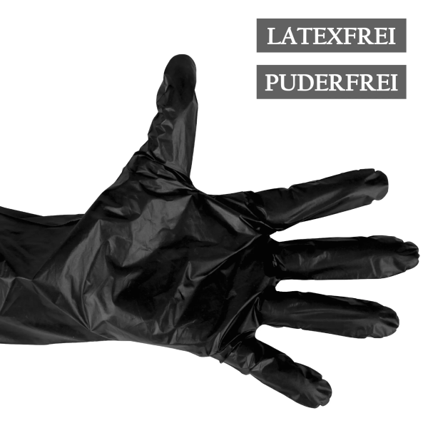 Einweghandschuhe puderfrei unsteril latexfrei hautverträglich in Schwarz 100 Stück Einweghandschuhe puderfrei unsteril latexfrei hautverträglich in Schwarz 100 Stück