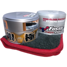 Soft99 Fusso Coat 12M Light Wachs 200g + Extreme Gloss Kiwami Wax Light 200g + Liquid Elements Waxer